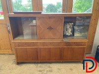 Inflatable kayak with accessories and carrying bag Walnut sideboard, 3 doors/drawers Cherrywood cabinet, 2-piece, with bar compartment/doors/drawers, used.